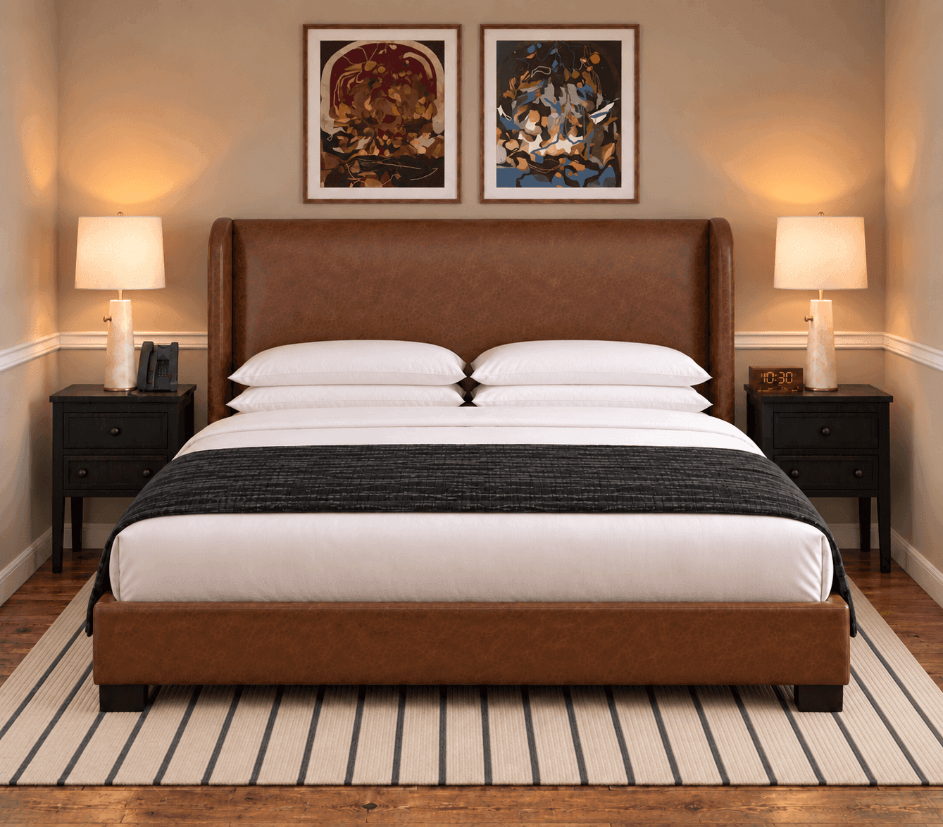 Traditional King room at Sabal House Inn in Savannah's Historic District, featuring a king-size bed, hardwood floors, classic furnishings, and warm ambient lighting.