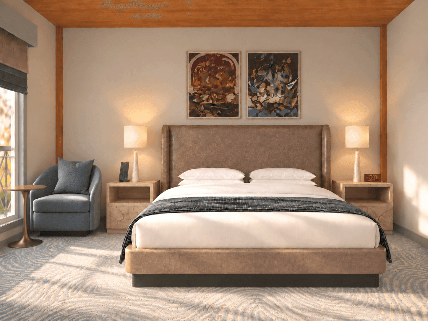 Accessible Classic King guest room at Sabal House Inn in historic Savannah, featuring a king-size bed, spacious layout, and contemporary furnishings.
